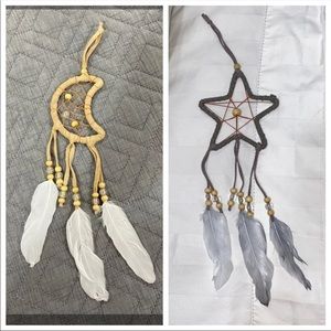 Boho moon and star dream catcher set